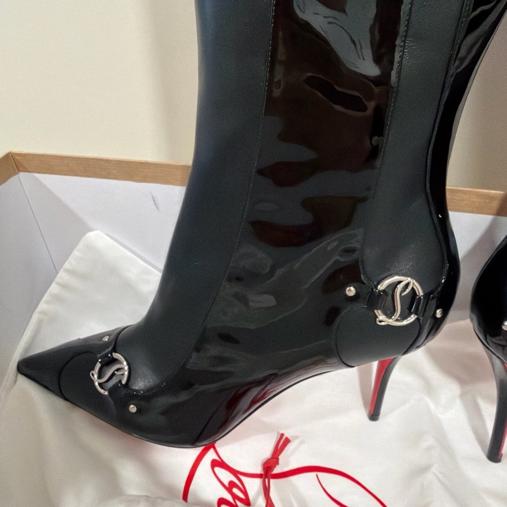 Christian Louboutin IN 90S Botta 80 Black Logo Leather Knee High Boot 40.5 $2395 - Picture 4 of 15